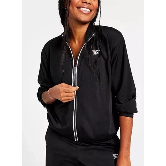 Reebok Tricot Women’s Track Jack Logo Full Zip Back Color Block B&W Size 2XL - Picture 8 of 10